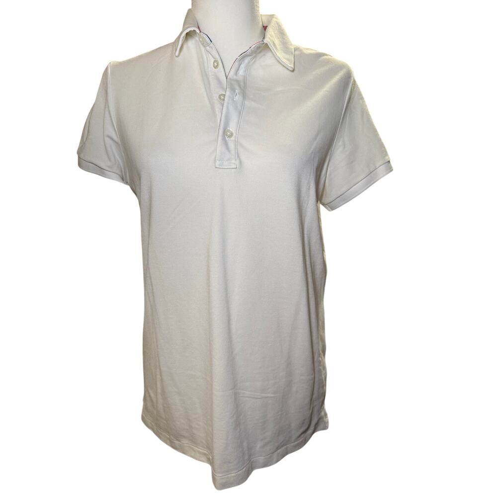 Polo Ralph Lauren Golf White Pima Cotton Madras Plaid Polo Shirt, Women's Large